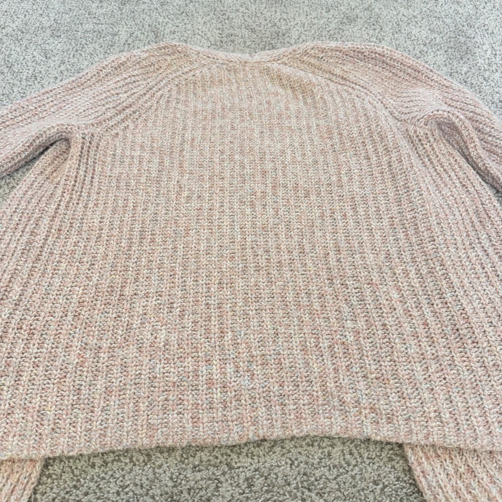 Loft Womens L Pink Confetti speckle Marl Ribbed Open Front Cardigan Sweater - Picture 9 of 11
